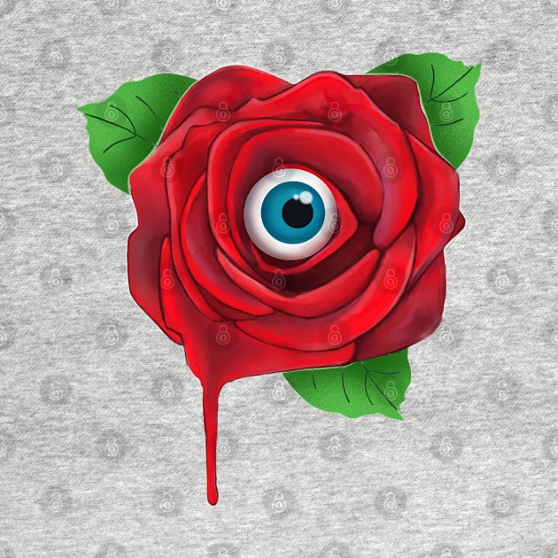 Spooky red rose with eyeball by Meakm